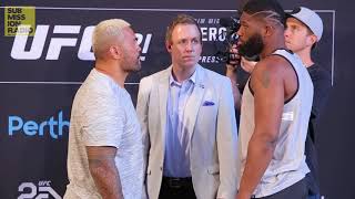 UFC 221 Mark Hunt vs Curtis Blaydes Staredown [upl. by Llerrej]