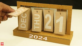 CARDBOARD DESK CALENDAR  New Year Calendar 2024  Cardboard Craft Ideas [upl. by Tavis22]