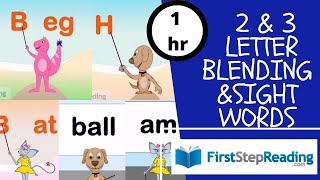 A E I O U  Two amp Three Letter Blending amp Sight Words Kindergarten Read Phonics FirstStepReading [upl. by Lladnew]