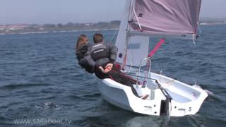 How to Sail  How to tack turn around a two person sailboat [upl. by Nahum437]