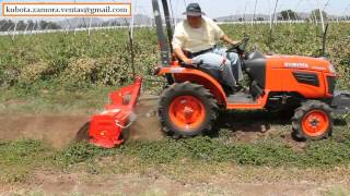 EAE ZAMORA Tractor Kubota B2320 Narrow y Rotovator Nardi 1m [upl. by Zarihs]