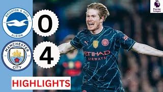 🔵WHAT A HEADERBrighton vs Manchester City 04 HIGHLIGHTSKevin De BruynePhil Foden amp Alvarez Goals [upl. by Onil]