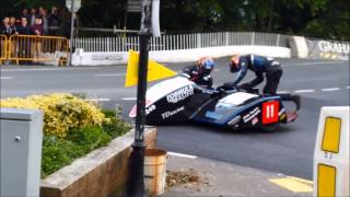 Isle of Man practise 2014 Ballaugh Bridge sidecars [upl. by Akeimahs]