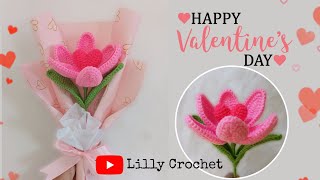 Tulipán de San Valentín a crochet 🌷 corazón escondido  ❤️ [upl. by Crispas]