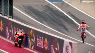 Unforgettable moments of the MotoGP 2015  Marc Marquez Ran Without His Motorcycle [upl. by Pedaias]