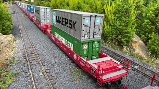 Intermodal train Sound on g scale BNSF gscale Aristocraft USA Trains [upl. by Arec97]