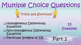 MCQ on Solution of Differential Equations Part 2 [upl. by Eittam]