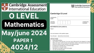 O Level Maths D Paper 1 MayJune 2024  402412  Solved [upl. by Noirod]