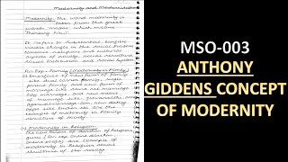 MODERNITY AND GIDDENS CONCEPT OF MODERNITY  IGNOU MSO003  IGNOUMASOCIOLOGY [upl. by Okechuku163]