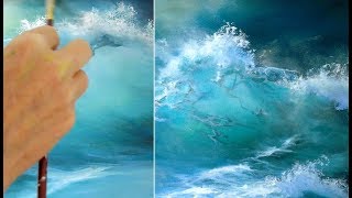 Malen mit Acryl Blaue Welle Painting with acrylic blue wave ocean [upl. by Cirde337]