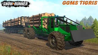 SnowRunner  GGMS TIGRIS Forwarder With Semi trailer For Transporting Logs [upl. by Sucrad375]