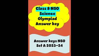 shorts NSO Class 8 answer keys 202324 question paper Set A Science olympiad class 8 2023 nso [upl. by Thorwald989]