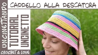 Tutorial Uncinetto  Come fare un Cappello alla Pescatora a Righe [upl. by Artinek837]