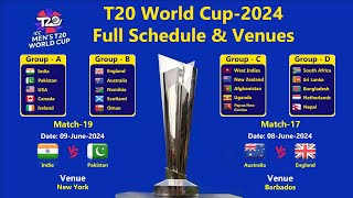 T20 World Cup 2024  Fixtures Full list of Matches with Dates and Venues [upl. by Ylsel117]