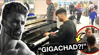 Playing GIGACHAD THEME in PUBLIC TIKTOK MEMES [upl. by Orlan]