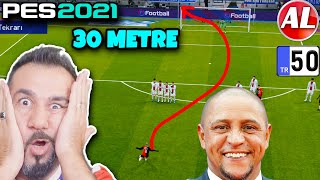 R CARLOS 30 METRE FRİKİKTEN ÇATALA FÜZE ATTI RAKİP MESSİLİ PSG ŞAMP LİGİ  PES 2021 ANALİG 50 [upl. by Yrrek]