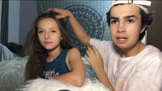 ASMR Hair Play ft My Sister Brushing Scalp Massage Straightening [upl. by Nikola]