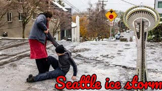 Seattle Ice storm 2022  Funny videos 1 Seattle weather funny ice fall videos compilation [upl. by Ennovi]