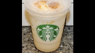 Starbucks Caramel Ribbon Crunch Frappuccino With A Cream Base Review [upl. by Aimas]