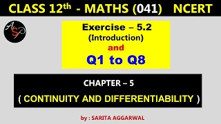 Class 12 Maths Exercise 52 Q1 to Q8  Chapter 5  Continuity and Differentiability  NCERT [upl. by Lambart]