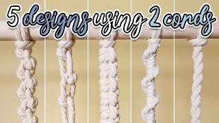 How to Make 5 Macrame Knots using 2 Cords  Beginner Macrame Tutorial [upl. by Oluap]