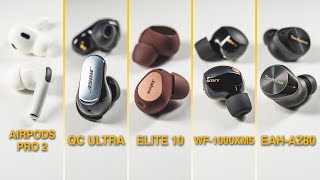 5 Of The Best Premium ANC Earbuds Reviewed amp Compared  Apple Bose Jabra Sony amp Technics [upl. by Gunzburg]