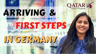 Flying to Germany and First Steps  From Frankfurt Airport to Aachen Qatar Airways  with Eng CC [upl. by Nnylear]