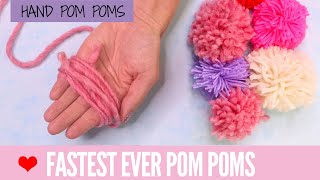 DIY Pom Poms  Super FAST Pom Poms with Your Hand [upl. by Lynnworth]