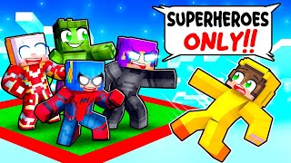 LOCKED on ONE CHUNK But We’re SUPERHEROES in Minecraft [upl. by Anwat144]