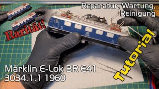 Märklin H0 ELok BR E41 BR 141 Elektrolokomotive Reparatur Wartung Modell 3034 1960 Tutorial [upl. by Anelle]