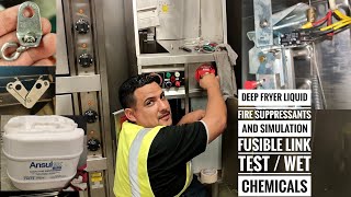 Deep Fryer Liquid fire suppressants and simulation Fusible link Test  wet chemicals [upl. by Gildas]