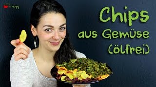 GEMÜSECHIPS aus dem Backofen selbst machen  GESUNDER SNACK  vegan ölfrei amp glutenfrei [upl. by Flemming]