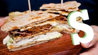 FLATBREAD CHICKEN CLUB SANDWICH RECIPE  SORTED [upl. by Ahkos]