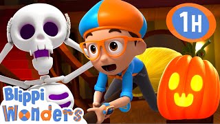 Blippi Spends Halloween in a Haunted Mansion  1 HOUR OF BLIPPI WONDERS  Blippi Halloween [upl. by Sower800]