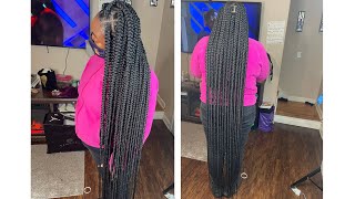 EXTREMELY LONG FLOOR LENGTH BOX BRAIDS GUESS HOW LONG IT TOOK ME  PRETTYBOSS89 [upl. by Aronson928]