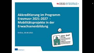 Erasmus 20212027  Akkreditierung im Bereich Erwachsenenbildung [upl. by Onofredo257]