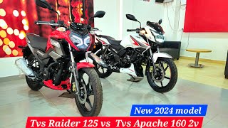 2024 New Tvs Apache RTR 160 2v vs Tvs Raider 125  which is best bike in 2024  boywithbikes [upl. by Yramanna]