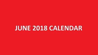 June 2018 Calendar Printable Holidays PDF [upl. by Cave]