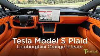 2021 Tesla Model S Plaid Custom Interior in Lamborghini Orange Leather by T Sportline [upl. by Avaria724]