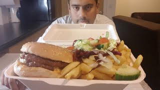 half pounder cheese burger with fries  mukbang [upl. by Bicknell]