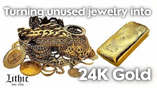 Turning Old Jewelry into a Pure Gold Bar 10oz 24K [upl. by Ricki85]