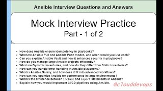 Ansible Interview Questions and Answers  1 [upl. by Piers]