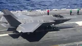 F35C First Integrated Carrier Ops Aboard USS Lincoln [upl. by Feil]