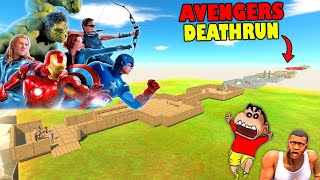 IMPOSSIBLE AVENGERS DEATHRUN in Animal Revolt Battle Simulator with SHINCHAN and CHOP [upl. by Pate]