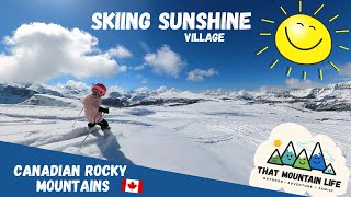 Canadian Rocky Mountain Family Skiing  Sunshine Village Alberta  Banff National Park [upl. by Sutit]