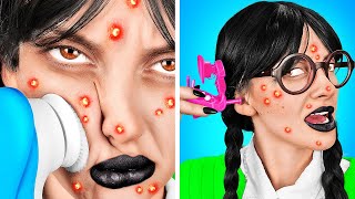 WIE MAN WEDNESDAY WIRD  Vom Soft Nerd zum Wednesday Addams Extreme MAKEOVER Hacks von La La Love [upl. by Nomyar552]