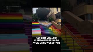 Mans Refusal To Climb Rainbow Stairs Sends Internet Into Frenzy [upl. by Haidej]