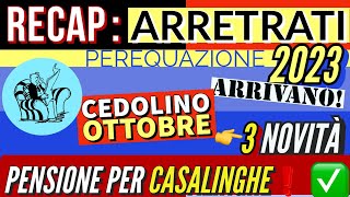 📌 RECAP❗️ PENSIONI ANTICIPI OTTOBRE ARRETRATI PEREQUAZIONE CEDOLINO PENSIONE CASALINGHE ECC [upl. by Rikahs]