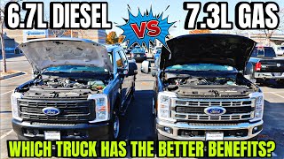 2024 Ford Super Duty 73L Gas VS 67L Diesel Which Engine Has The Better Benefits [upl. by Munmro]