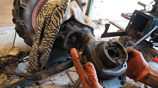 Kubota B7100 Tractor Repair Part 2 Fixing Seized Brakes Replacing Broken Dozer Frame Bolts [upl. by Eterg]